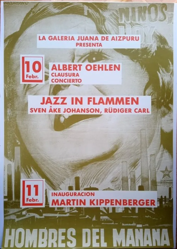 海报 Kippenberger - Affiche Jazz in Flammen - Albert Oehlen, closing, concert. 11 Febr. Opening