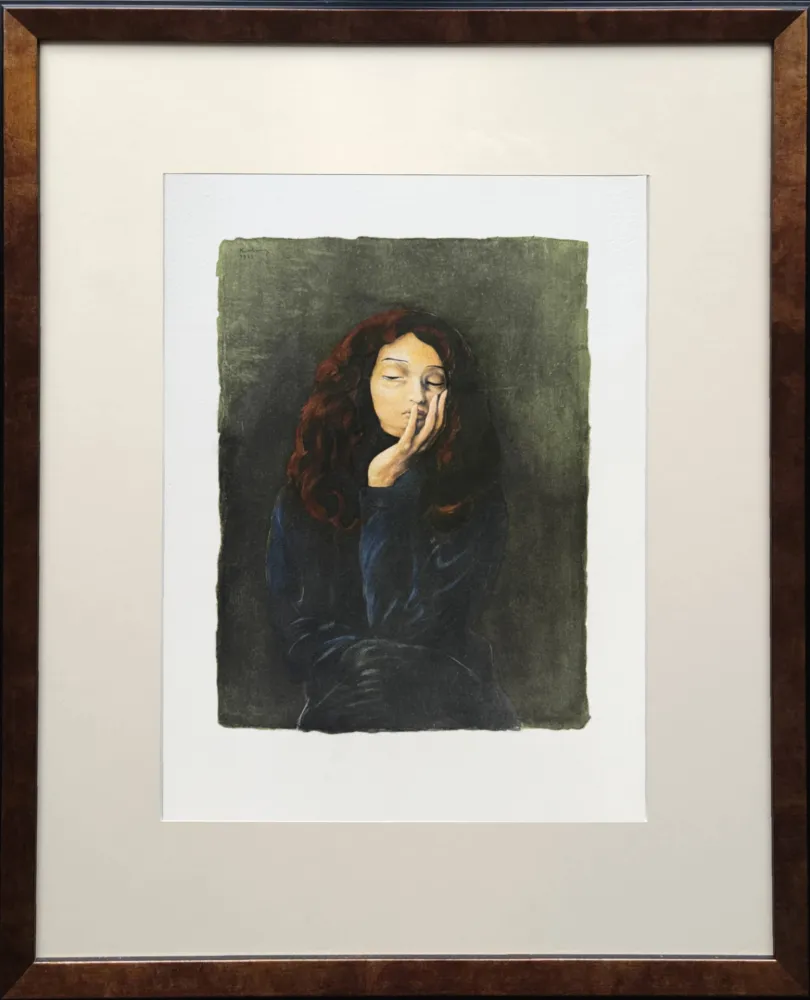 石版画 Kisling - La belle clairvoyante (The Beautiful Clairvoyant)