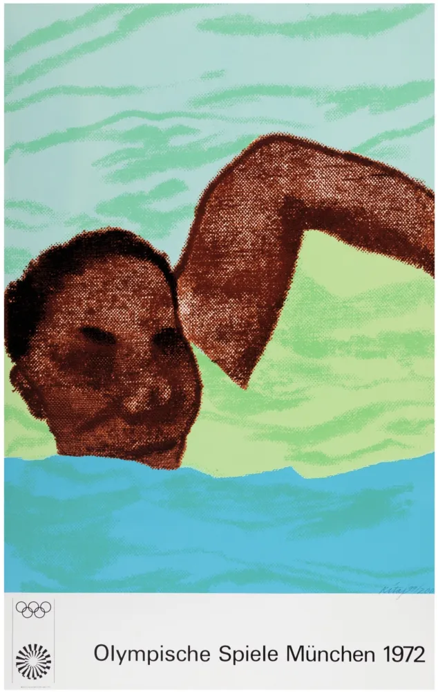 石版画 Kitaj - Swimmer, from the Munich Olympics Portfolio, 1972 - Hand-signed