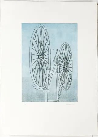 版画 Klapheck - Fahrrad II - Die Fragwürdigkeit des Ruhms (The dubiousness of fame - Le caractère douteux de la renommée)