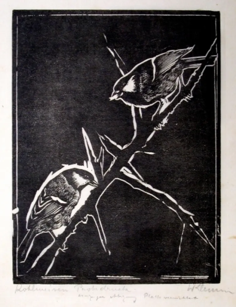 木刻 Klemm - Kohlmeisen (Great Tits)