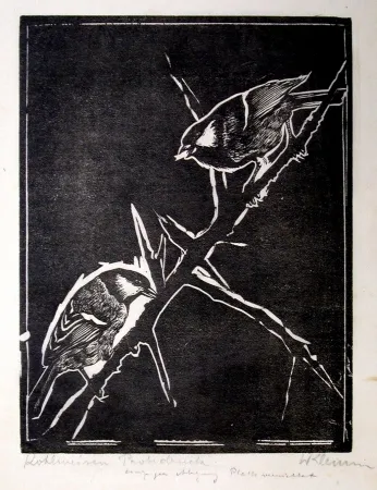 木刻 Klemm - Kohlmeisen (Great Tits)