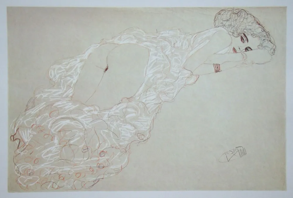 胶版印刷 Klimt (After) - Erotische Zeichnung