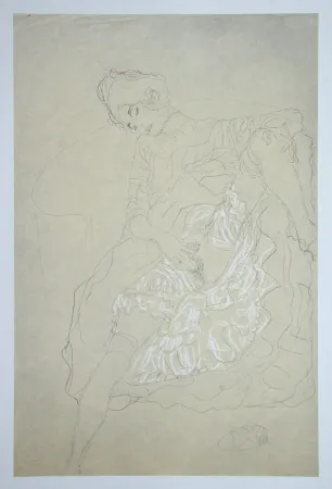 胶版印刷 Klimt (After) - Erotische Zeichnung