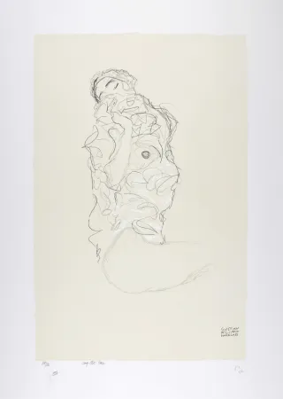 石版画 Klimt - La fille aux yeux fermés, 1917 | The girl with her eyes closed, 1917