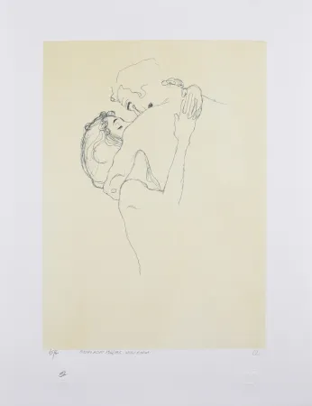 石版画 Klimt - LES AMOUREUX / LOVERS 1904-1905 / Upper bodies of an embracing couple