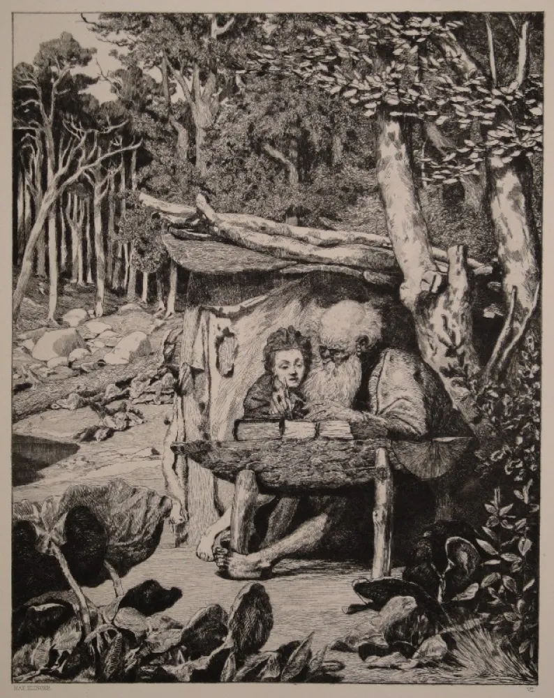 版画 Klinger - Simplici Schreibstube / Simplicius’s Writing Lesson