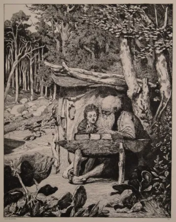 版画 Klinger - Simplici Schreibstube / Simplicius’s Writing Lesson