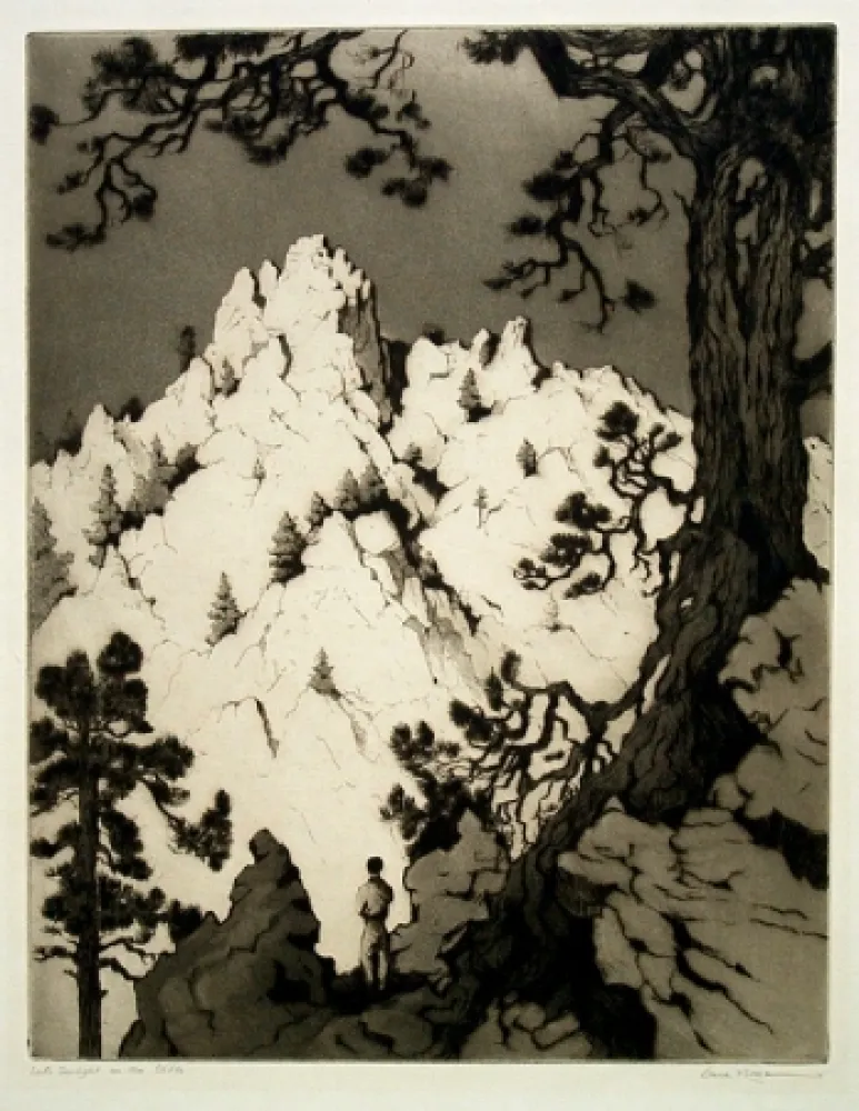 蚀刻版画 Kloss - Late Sunlight on the Cliffs