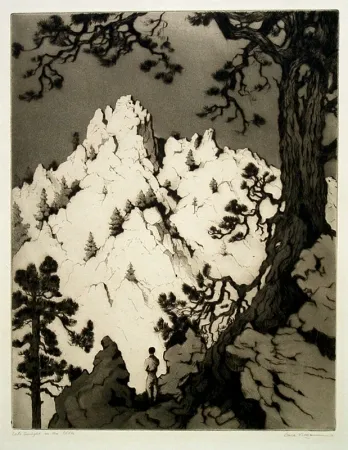 蚀刻版画 Kloss - Late Sunlight on the Cliffs