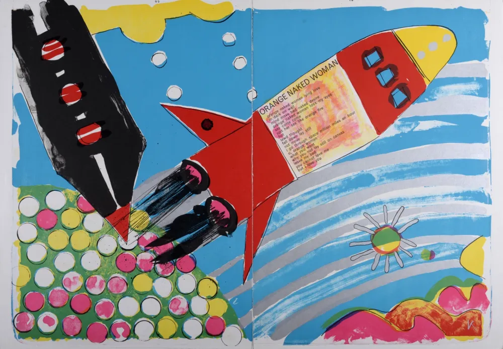 石版画 Kogelnik - Orange Naked Woman