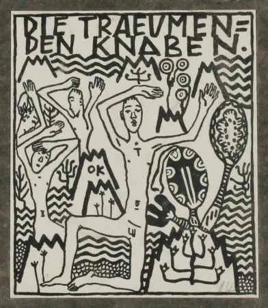 版画 Kokoschka - Die träumenden Knaben (The Dreaming Boys)