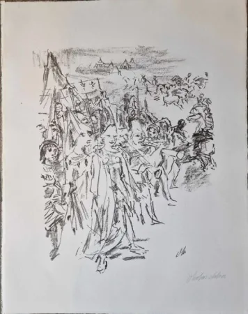 石版画 Kokoschka - Enter with drum and colours: Cordelia and Soldiers (Act IV, Scene IV), from the portfolio King Lear