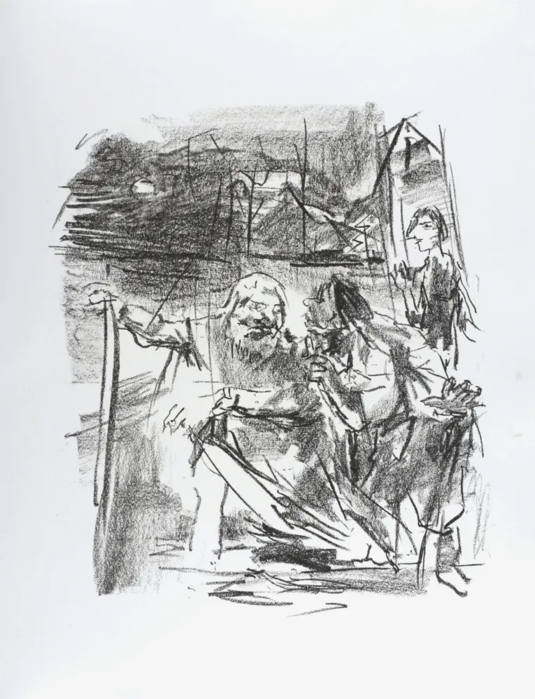 石版画 Kokoschka - Gloucester led by an old man, 1963