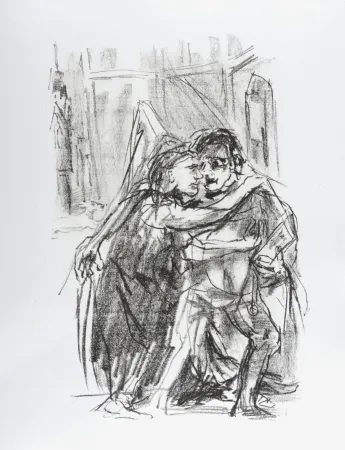 石版画 Kokoschka - Goneril and Edmund, 1963