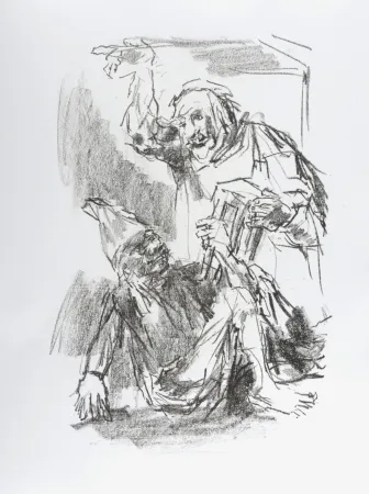石版画 Kokoschka - Lear and Fool, 1963