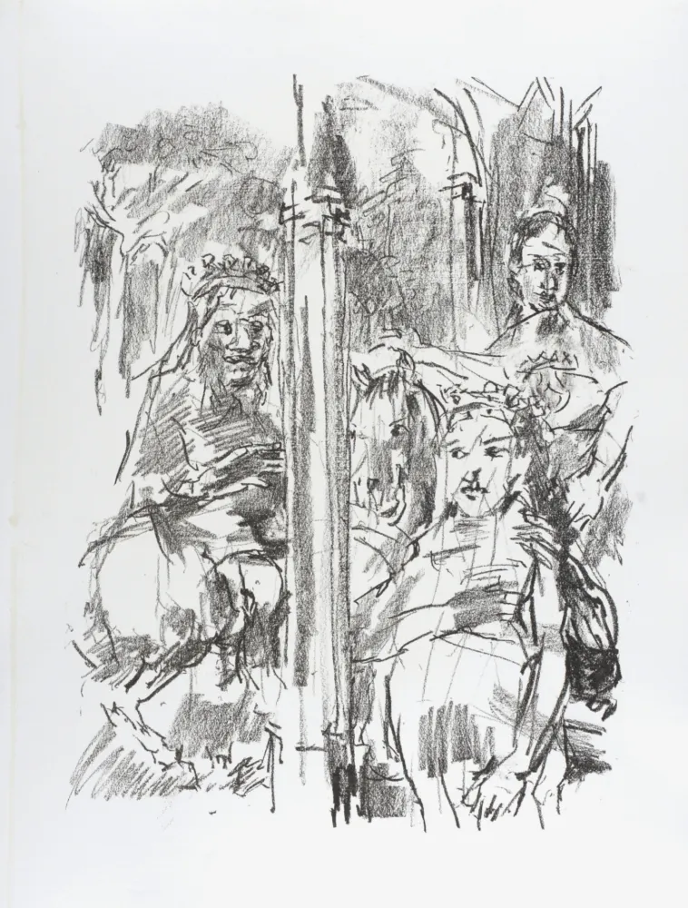 石版画 Kokoschka - Lear, Regan, Goneril, 1963