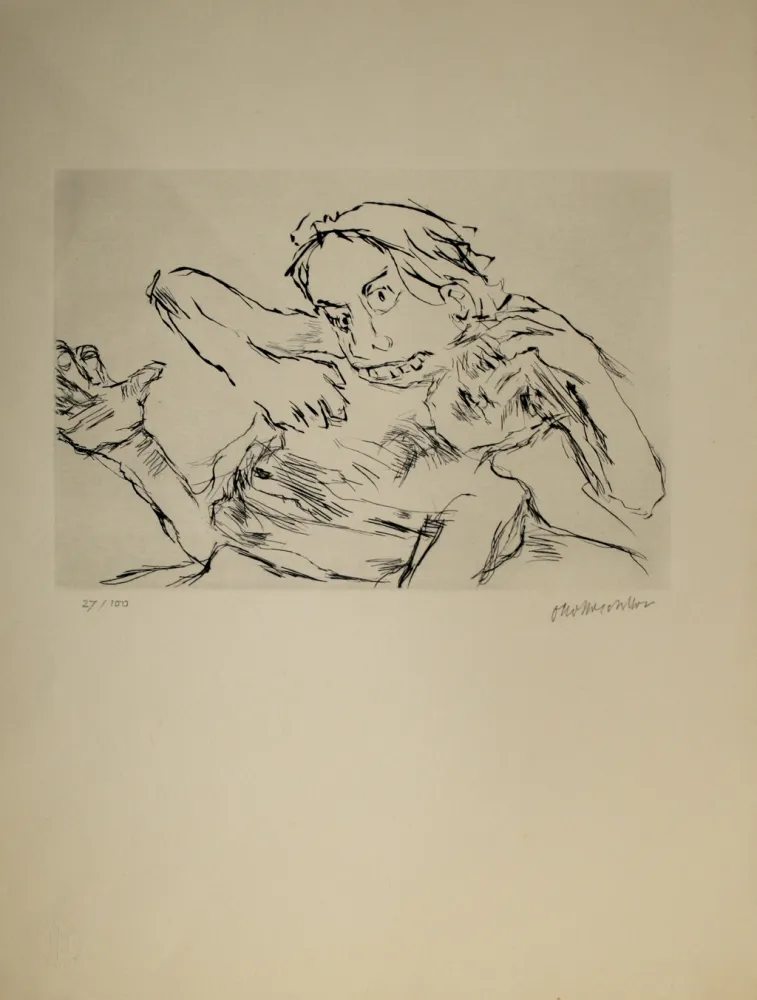 干刻版画 Kokoschka - Penthesilea zerfleischt den gefallenen Achill