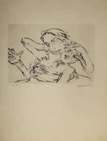 干刻版画 Kokoschka - Penthesilea zerfleischt den gefallenen Achill