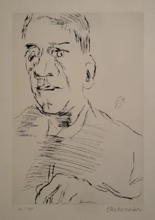 蚀刻版画 Kokoschka - Selbstbildnis mit Radiernadel