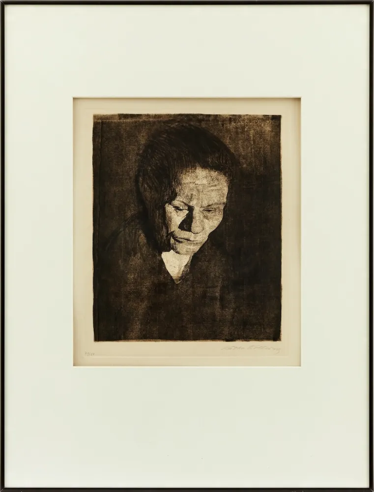 蚀刻版画 Kollwitz - Cabeza de Mujer hundida