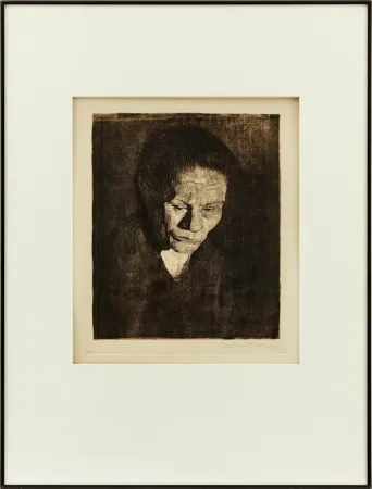 蚀刻版画 Kollwitz - Cabeza de Mujer hundida