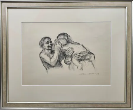 石版画 Kollwitz - Eltern mit Kind (Mutterglück)