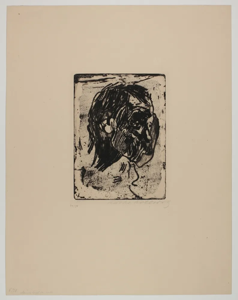 版画 Kollwitz - Männerkopf nach rechts (Man's head turned right)