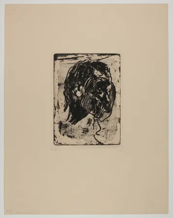 版画 Kollwitz - Männerkopf nach rechts (Man's head turned right)
