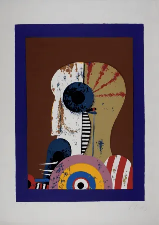 丝网印刷 Korab - Tête avec cible, 1969 - Hand-signed