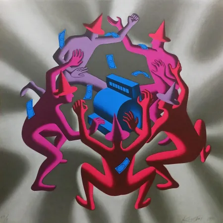 丝网印刷 Kostabi - CASH DANCE (GREY)