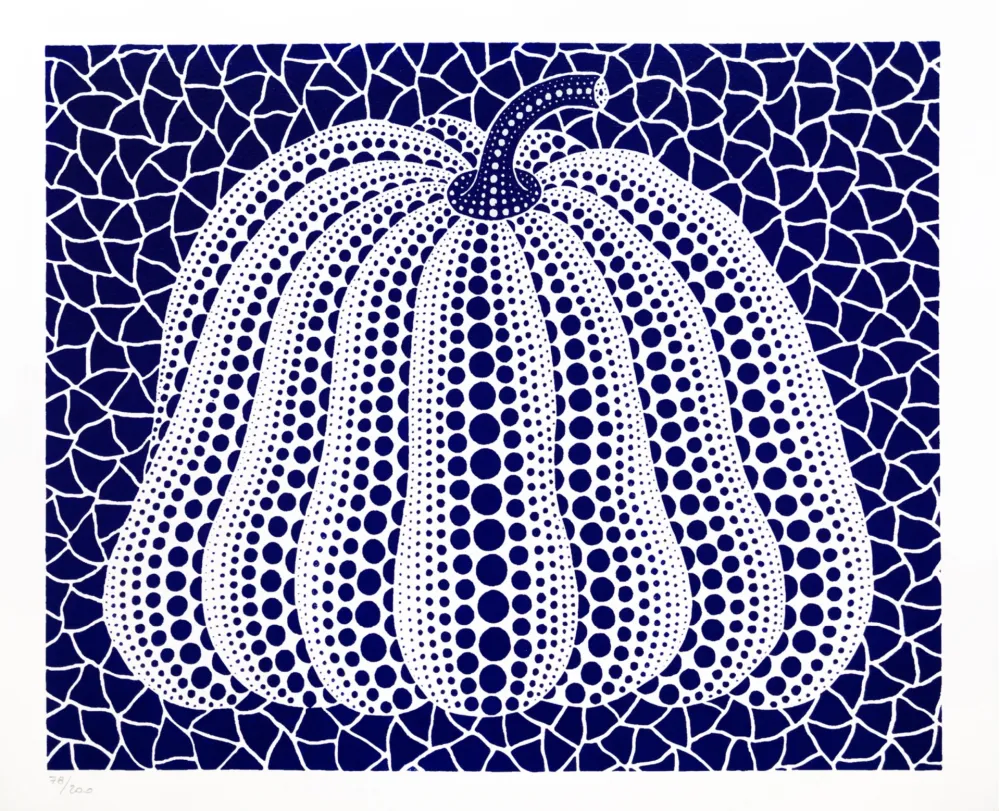石版画 Kusama - Pumpkin (Dark Blue)