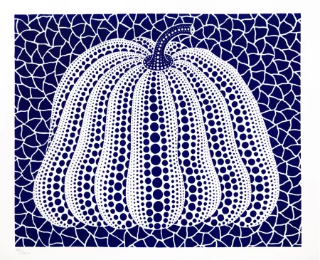 石版画 Kusama - Pumpkin (Dark Blue)