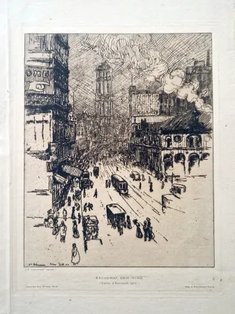 蚀刻版画 Laboureur - Broadway-New York