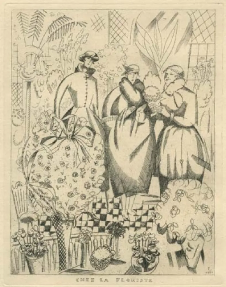 蚀刻版画 Laboureur - Chez la floriste (fleuriste)