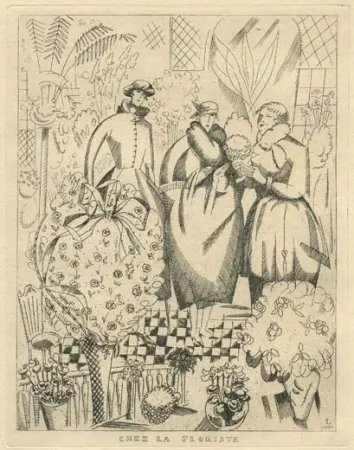 蚀刻版画 Laboureur - Chez la floriste (fleuriste)