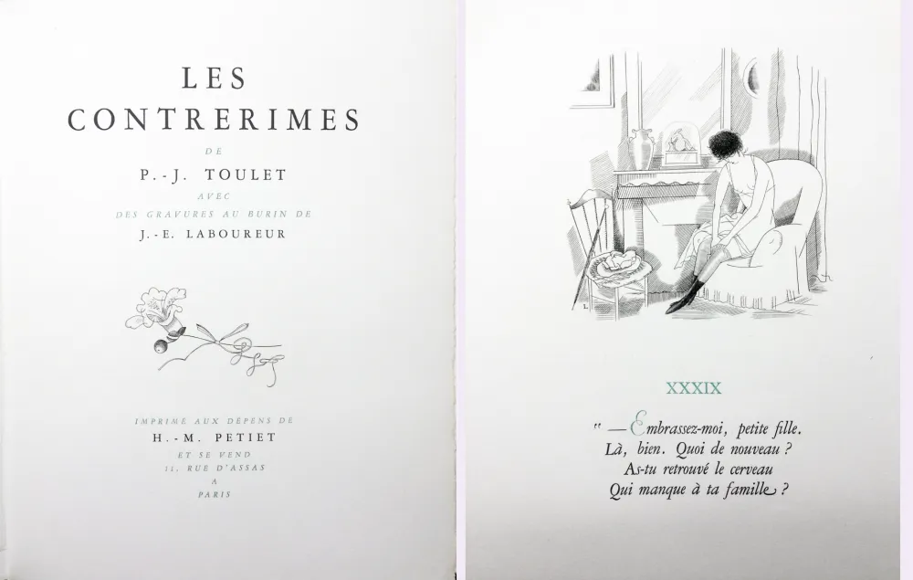 插图书 Laboureur - Paul-Jean Toulet : LES CONTRERIMES. 62 gravures originales + suite complète (1930)