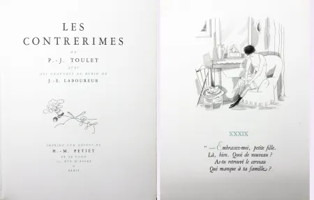 插图书 Laboureur - Paul-Jean Toulet : LES CONTRERIMES. 62 gravures originales + suite complète (1930)