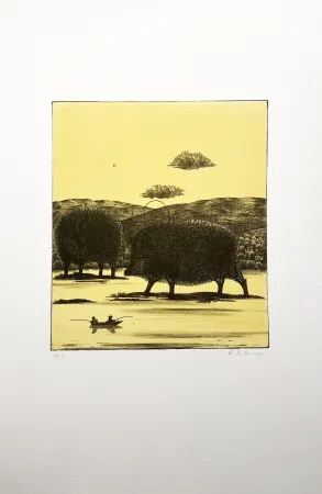 石版画 Lalanne - LES PÊCHEURS CHASSÉS (Polymorphoses 9) 1978