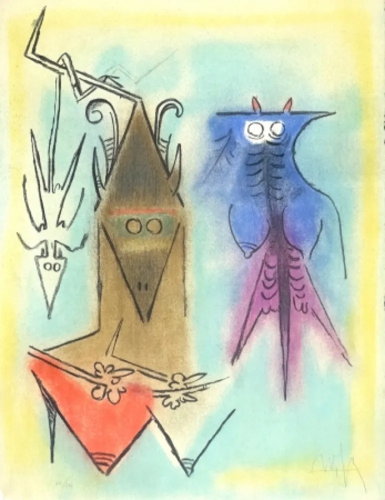 石版画 Lam - Démons familiers