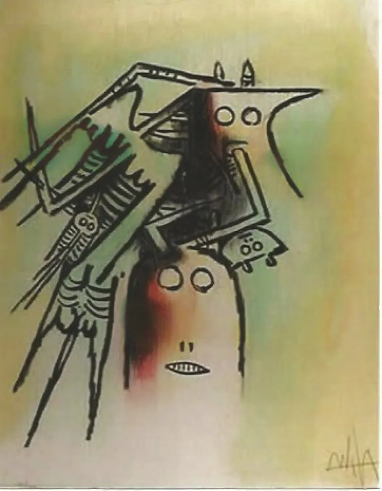 石版画 Lam - Elle, casquee