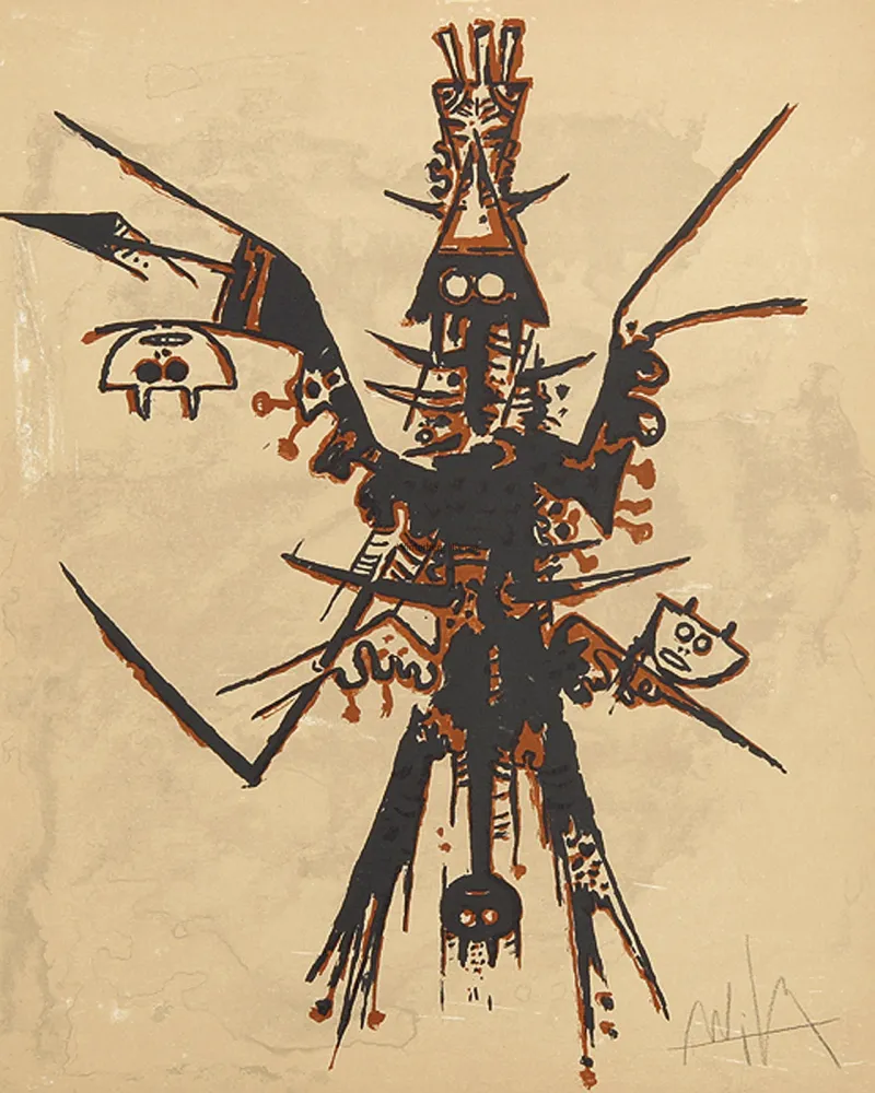 石版画 Lam - Eloge rupestre de Miró