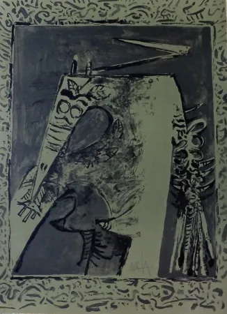 石版画 Lam - Figura verde