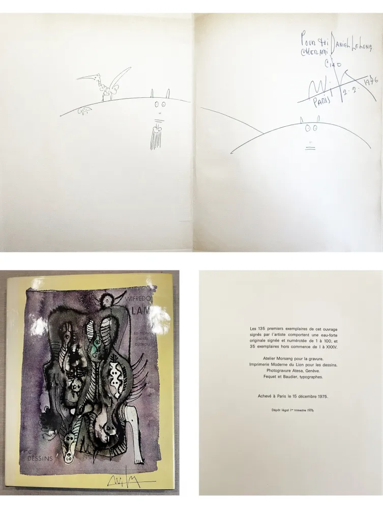 插图书 Lam - (P. Soupault) DESSINS. Avec un dessin original dédicacé et signé (1975)