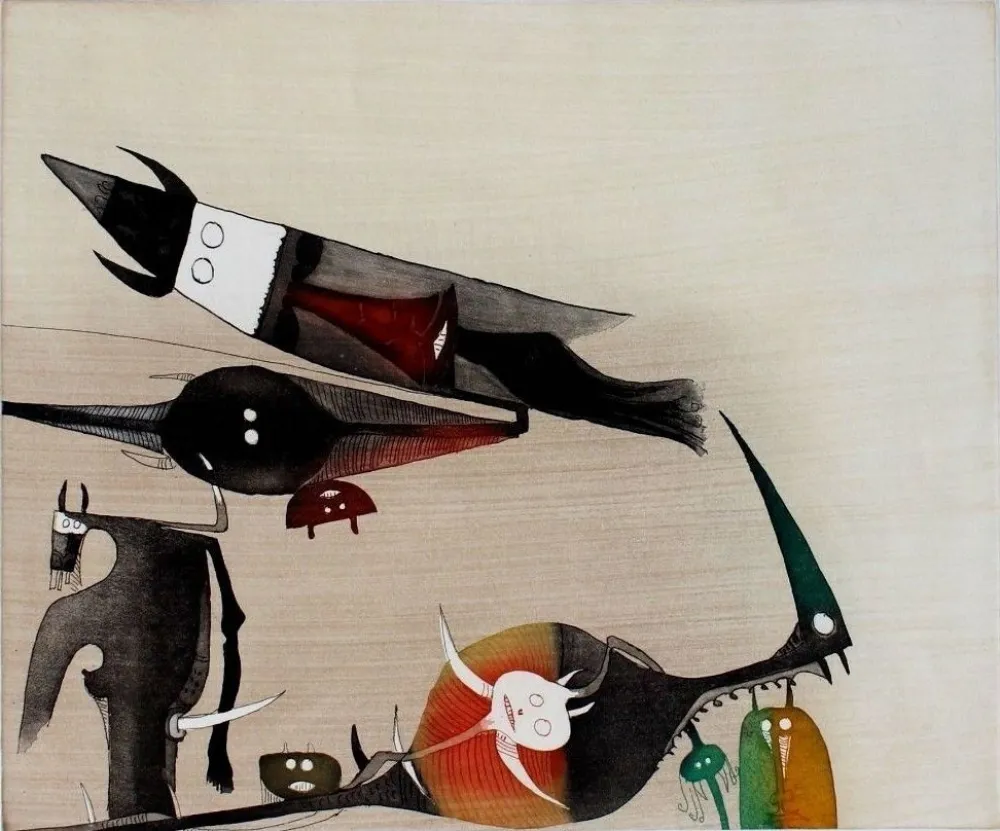 蚀刻飞尘法 Lam - Sans titre - XXe siecle plate #5