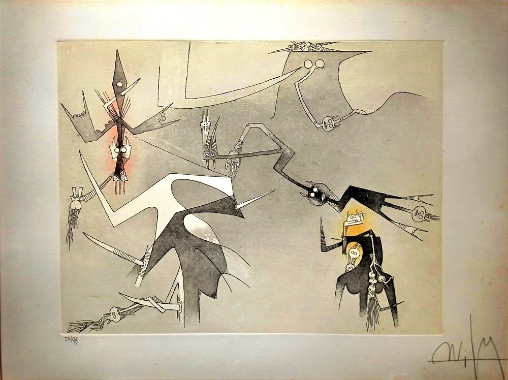 蚀刻飞尘法 Lam - Visible Invisible, 1972 - Aquatint and Erching, Hand signed!