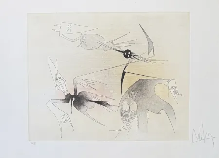 飞尘腐蚀法 Lam - Wifredo Lam (1902–1982) - Untitled from ''Visible Invisible'' folder - Aquatint etching on Goya paper - 1972
