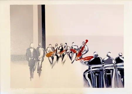 石版画 Langlois - Les Musiciens