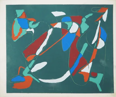 石版画 Lanskoy - Abstraction sur le vert