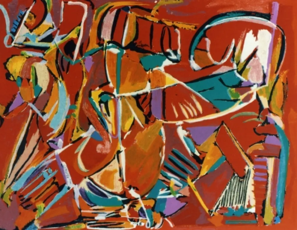 石版画 Lanskoy - Composition rouge 5